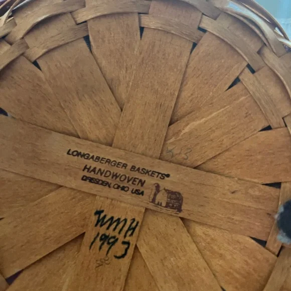 Longaberger Brown Basket Set with Burgundy Liners - Picture 2 of 7